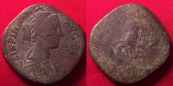 Ancient Coins - CRISPINA AE sestertius. Salus seated, feeding serpent arising from altar.