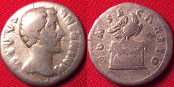 Ancient Coins - DIVUS ANTONINUS PIUS AR silver denarius. CONSECRATIO, eagle standing on garlanded altar.