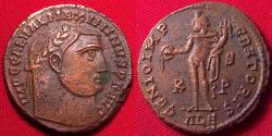 Ancient Coins - MAXIMINUS II AE follis. GENIO IMPERATORIS, Genius standing. Alexandria mint.