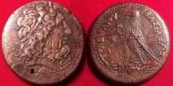 Ancient Coins - PTOLEMY III EUERGETES 35mm triobol. Eagle standing, Chi-Ro between legs.