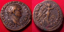 Ancient Coins - TITUS CAESAR AE as. VICTORIA NAVALIS, Victory advancing right, holding wreath. Judea Capta series
