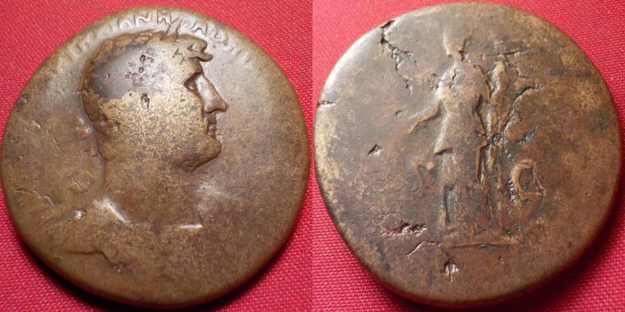 HADRIAN AE orichalcum sestertius. Ceres standing, holding grain ears ...