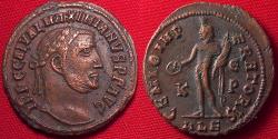 Ancient Coins - GALERIUS AUGUSTUS AE follis. Genio Imperatoris, Genius standing. Alexandria mint.