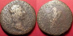 Ancient Coins - TRAJAN AE dupondius. Abundantia seated on chair of cornucopiae. Early issue, 101-102 AD.