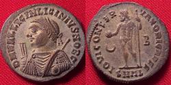 Ancient Coins - LICINIUS II CAESAR silvered follis. Alexandria. Jupiter standing. Nice golden toned silvering.