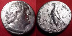 Ancient Coins - PTOLEMY II PHILADELPHOS AR silver tetradrachm. Ake Ptolemais, 253-252 BC. Eagle on thunderbolt