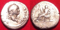 Ancient Coins - VESPASIAN AR silver denarius. Annona seated left. 77-78 AD.