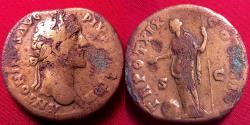 Ancient Coins - ANTONINUS PIUS AE as. Rome mint. Providentia standing, globe at her feet.