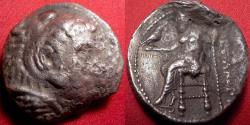 Ancient Coins - ALEXANDER III THE GREAT AR silver tetradrachm. Under the authority of Antigonos I Monopthalmos as Strategos. Ake or Tyre under Azemilkos, 312-311 BC. Herakles / Zeus enthroned