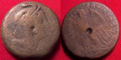 Ancient Coins - PTOLEMY II PHILADELPHOS AE hemiobol. Alexander III in elephant skin headdress. Eagle standing