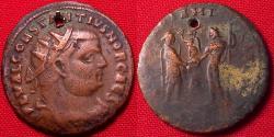 Ancient Coins - CONSTANTIUS I CHLORUS, as Caesar, AE post-reform radiate. Alexandria. Concordia Militum, Constantius I receiving globe from Jupiter.