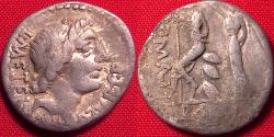 Ancient Coins - L CAECILIUS METELLUS, C POBLICIUS MALLEOLUS & A POSTUMIUS AR silver denarius. Apollo / Roma seated on shields.