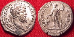 Ancient Coins - SEPTIMIUS SEVERUS AR silver denarius. RESTITUTOR URBIS, (Restorer of the city) Septimius sacrificing over tripod altar.