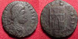 Ancient Coins - THEODOSIUS I AE4. City gates of Thessalonica. Struck at Thessalonica.