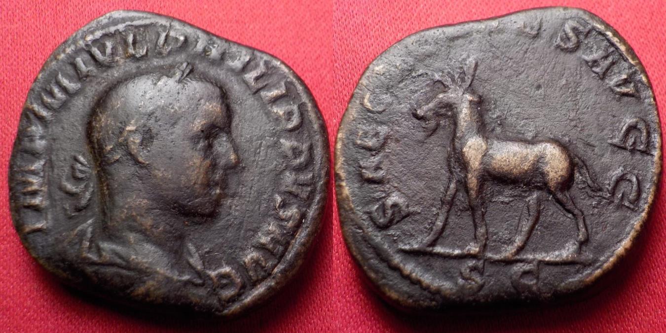 PHILIP II AUGUSTUS AE sestertius. SAECVLARES AVGG, Secular games ...