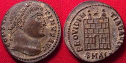 Ancient Coins - CONSTANTINE I THE GREAT AE3 silvered follis. City gates of Alexandria.