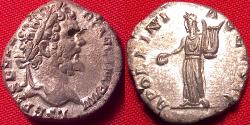 Ancient Coins - SEPTIMIUS SEVERUS AR silver denarius. Apollini Augusto, Apollo standing, holding patera & lyre