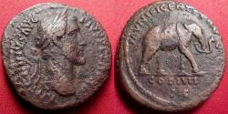 Ancient Coins - ANTONINUS PIUS AE as. MUNIFICENTIA AUG, Elephant walking right. Scarce. Rome's 900 birthday! Tag from 1927.