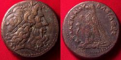 Ancient Coins - PTOLEMY III EUERGETES 34mm triobol. Eagle standing, Chi-Ro between legs.
