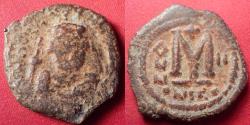Ancient Coins - MAURICE TIBERIUS AE follis. Nikomedia, regnal year 2 (584-585 AD).