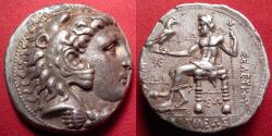 Ancient Coins - SELEUKOS I NIKATOR AR silver tetradrachm. Coinage in the style of Alexander the Great. Spectacular example!! Zeus seated, anchor and forepart of horse before. Ekbatana