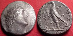 Ancient Coins - PTOLEMY II PHILADELPHOS AR silver tetradrachm. Ake Ptolemais, 253-252 BC. Eagle on thunderbolt
