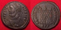 Ancient Coins - LICINIUS I AE3 follis. Heraclea mint, city gates of Heraclea. Three turrets, left facing bust in imperial mantle.