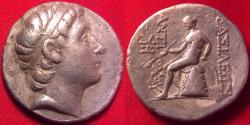 Ancient Coins - ANTIOCHOS III THE GREAT AR silver tetradrachm. 204-197 BC. Apollo on omphalos