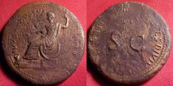 Ancient Coins - DIVUS AUGUSTUS AE sestertius. Restoration by Titus, 80-81 AD. Statue of Divus Augustus. Rare
