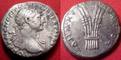 Ancient Coins - TRAJAN AR silver tridrachm. Bostra, Arabia, 113-114 AD. Bundle of six ears of grain