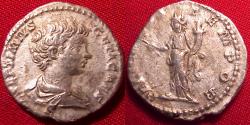 Ancient Coins - GETA, as Caesar, AR silver denarius. FELICITAS TEMPOR, Felicitas standing, holding caduceus & cornucopia.