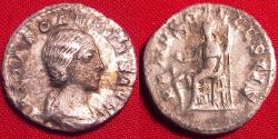 Ancient Coins - JULIA SOAEMIAS AR silver denarius. Venus seated, holding apple & scepter