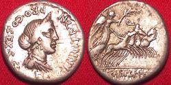 Ancient Coins - C ANNIUS & L FABIUS HISPANIENSIS AR silver denarius. 82-81 BC. Bust of Anna Perenna / Victoria in quadriga.