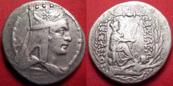 Ancient Coins - TIGRANES II THE GREAT (Tigranos) AR silver tetradrachm. Tyche seated, river god Orontes below. Big 29mm flan