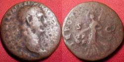 Ancient Coins - TRAJAN AE as. Early issue, 98-99 AD. Victoria advancing left, holding shield.