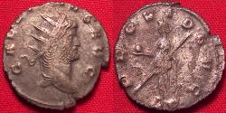 Ancient Coins - GALLIENUS AE silvered antoninianus. Mediolanum. Providentia standing, holding globe & sceptre.