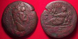 Ancient Coins - ANTONINUS PIUS AE drachm. Alexandria. Euthenia reclining, leaning on andro Sphinx.