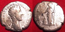 Ancient Coins - COMMODUS AR silver denarius. Rome, 177 AD - Accession year! Salus standing, feeding serpent arising from altar.