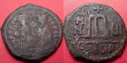 Ancient Coins - PHOCAS & LEONTIA AE follis. Theoupolis (Antioch) mint, 604-605 AD.
