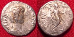 Ancient Coins - JULIA DOMNA AR silver denarius. Alexandria. Veneri Victr, Venus holding palm frond & apple. Very rare.