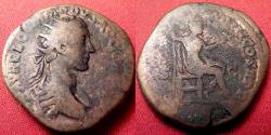 Ancient Coins - COMMODUS AE orichalcum dupondius. As Co-Augustus with Marcus Aurelius, 180 AD. Virtus seated right. Heavy 13 grams.