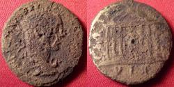 Ancient Coins - ELAGABALUS AE 23mm. Phoenicia, Tyre. Hexastyle temple, figure of Astarte within
