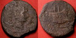 Ancient Coins - OCTAVIAN AE 'heavy dupondius'. Narbo, Gaul. 40 BC. Prow of quinquereme