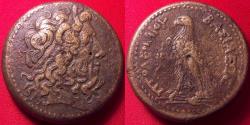 Ancient Coins - PTOLEMY III EUERGETES 35mm triobol. Eagle standing, Chi-Ro between legs.