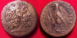 Ancient Coins - PTOLEMY IV PHILOPATOR AE 34mm triobol. 33.6 grams. Eagle standing, DI between legs