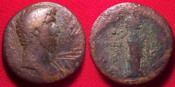 Ancient Coins - AELIUS CAESAR AE sestertius. Pannonia standing, holding vexillum.