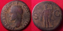 Ancient Coins - AGRIPPA AE as. Neptune standing, holding trident & dolphin. Memorial issue by Caligula