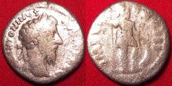 Ancient Coins - MARCUS AURELIUS AR silver denarius. Rome, 172-173 AD. Mars standing, holding spear & shield.