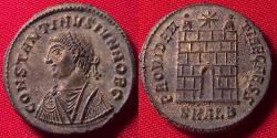 Ancient Coins - CONSTANTINE II CAESAR AE3 silvered follis. City gates of Alexandria. Lovely