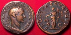 Ancient Coins - SEVERUS ALEXANDER AE sestertius. Aequitas standing left, holding scales & cornucopia.